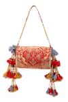 Shop 5elements Red Tassels, Chains Prisha Brocade Embellished Handbag at Aza Fashions Shop_5elements_Red Tassels, Chains Prisha Brocade Embellished Handbag _at_Aza_Fashions