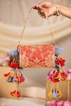 Buy 5elements Red Tassels, Chains Prisha Brocade Embellished Handbag at Aza Fashions Buy_5elements_Red Tassels, Chains Prisha Brocade Embellished Handbag _at_Aza_Fashions
