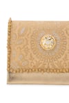 Buy 5elements Peach Beads, Pearls, Mirrors Aarna Brocade Paisley Motif Clutch Bag With Sling Buy_5elements_Peach Beads, Pearls, Mirrors Aarna Brocade Paisley Motif Clutch Bag With Sling