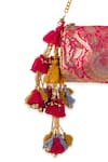 Shop_5elements_Pink Tassels, Metallic Thread Brocade Maya Handbag  _Online_at_Aza_Fashions