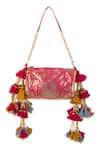 Shop_5elements_Pink Tassels, Metallic Thread Brocade Maya Handbag  _at_Aza_Fashions