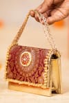Shop_5elements_Maroon Beads, Stones, Pearls Vanika Brocade Floral Motif Handbag  _Online_at_Aza_Fashions