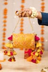 Buy_5elements_Yellow Tassels, Mirrors, Zari Brocade Patterned Manika Bag _at_Aza_Fashions