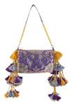 Buy_5elements_Purple Tassels, Beads Manika Brocade Paisley Motif Handbag  _Online_at_Aza_Fashions