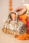 5elements Gold Sequins, Metallic Thread Aarika Quilted Pattern Handbag at Aza Fashions 5elements_Gold Sequins, Metallic Thread Aarika Quilted Pattern Handbag _at_Aza_Fashions