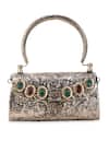 Shop 5elements Silver Gemstones, Pearls Kashvika Embossed Metallic Handbag at Aza Fashions Shop_5elements_Silver Gemstones, Pearls Kashvika Embossed Metallic Handbag _at_Aza_Fashions