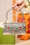 Buy 5elements Silver Gemstones, Pearls Kashvika Embossed Metallic Handbag at Aza Fashions Buy_5elements_Silver Gemstones, Pearls Kashvika Embossed Metallic Handbag _at_Aza_Fashions