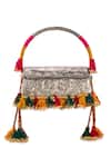 Buy 5elements Silver Tassels, Beads Anvika Embossed Metallic Handbag Online at Aza Fashions Buy_5elements_Silver Tassels, Beads Anvika Embossed Metallic Handbag _Online_at_Aza_Fashions