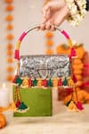Buy 5elements Silver Tassels, Beads Anvika Embossed Metallic Handbag at Aza Fashions Buy_5elements_Silver Tassels, Beads Anvika Embossed Metallic Handbag _at_Aza_Fashions