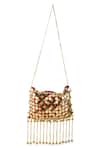 Shop 5elements Red Tassels, Chains Ranvika Coin Embellished Potli Bag at Aza Fashions Shop_5elements_Red Tassels, Chains Ranvika Coin Embellished Potli Bag _at_Aza_Fashions