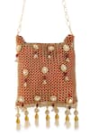 Shop 5elements Red Beads, Pearls, Stones, Tassels Lavisha Chainmail Potli Bag Online at Aza Fashions Shop_5elements_Red Beads, Pearls, Stones, Tassels Lavisha Chainmail Potli Bag _Online_at_Aza_Fashions