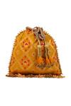 Buy 5elements Yellow Beads, Mirrors, Stones, Tassels, Zari Sharvitha Brocade Potli Online at Aza Fashions Buy_5elements_Yellow Beads, Mirrors, Stones, Tassels, Zari Sharvitha Brocade Potli _Online_at_Aza_Fashions