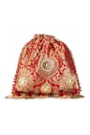 Shop 5elements Red Beads, Stones, Mirrors, Tassels Sharvitha Brocade Floral Motif Potli Bag at Aza Fashions Shop_5elements_Red Beads, Stones, Mirrors, Tassels Sharvitha Brocade Floral Motif Potli Bag _at_Aza_Fashions