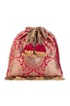 5elements Pink Beads, Stones, Mirrors, Tassels Sharvitha Embellished Potli Bag Online at Aza Fashions 5elements_Pink Beads, Stones, Mirrors, Tassels Sharvitha Embellished Potli Bag _Online_at_Aza_Fashions