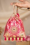 Buy 5elements Pink Beads, Stones, Mirrors, Tassels Sharvitha Embellished Potli Bag at Aza Fashions Buy_5elements_Pink Beads, Stones, Mirrors, Tassels Sharvitha Embellished Potli Bag _at_Aza_Fashions
