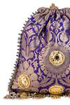 Shop 5elements Purple Beads, Mirrors, Pearls, Tassels Kashmira Brocade Paisley Motif Potli Online at Aza Fashions Shop_5elements_Purple Beads, Mirrors, Pearls, Tassels Kashmira Brocade Paisley Motif Potli _Online_at_Aza_Fashions