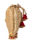 5elements Gold Stones, Pearls, Beads, Tassels Kashmira Brocade Paisley Potli Online at Aza Fashions 5elements_Gold Stones, Pearls, Beads, Tassels Kashmira Brocade Paisley Potli _Online_at_Aza_Fashions