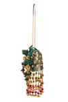 5elements Green Beads, Sequins, Tassels, Pom-poms Amisha Brocade Floral Motif Potli Online at Aza Fashions 5elements_Green Beads, Sequins, Tassels, Pom-poms Amisha Brocade Floral Motif Potli _Online_at_Aza_Fashions