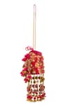 5elements Red Beads, Sequins, Tassels, Pom-poms Amisha Floral Embroidered Potli at Aza Fashions 5elements_Red Beads, Sequins, Tassels, Pom-poms Amisha Floral Embroidered Potli _at_Aza_Fashions