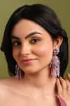 Buy House Of D"Oro Lilac Beads, Stones Mauve Jhumka Long Earrings at Aza Fashions Buy_House Of D"Oro_Lilac Beads, Stones Mauve Jhumka Long Earrings _at_Aza_Fashions