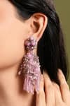 Shop House Of D"Oro Lilac Beads, Stones Mauve Jhumka Long Earrings Online at Aza Fashions Shop_House Of D"Oro_Lilac Beads, Stones Mauve Jhumka Long Earrings _Online_at_Aza_Fashions