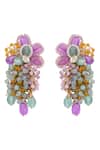Shop_House Of D"Oro_Multi Color Beads, Stones, Crystals Embellished Long Earrings _at_Aza_Fashions