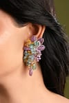 Shop_House Of D"Oro_Multi Color Beads, Stones, Crystals Embellished Long Earrings _Online_at_Aza_Fashions