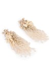 Buy_House Of D"Oro_White Beads, Crystals, Stones Floral Long Earrings _Online_at_Aza_Fashions