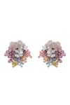 Shop_House Of D"Oro_Multi Color Beads, Crystals Colourful Button Earrings _at_Aza_Fashions