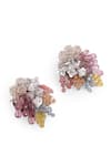 Buy_House Of D"Oro_Multi Color Beads, Crystals Colourful Button Earrings _Online_at_Aza_Fashions
