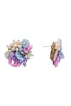 House Of D"Oro_Multi Color Beads, Pearls And Flower Round Stud Earrings _Online_at_Aza_Fashions