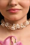 Buy_House Of D"Oro_Peach Floral Embellished Choker _Online_at_Aza_Fashions