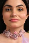 Buy_House Of D"Oro_Lilac Floral Embellished Choker _at_Aza_Fashions