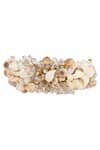 House Of D"Oro_White Beads, Crystals Floral Long Bracelet _Online_at_Aza_Fashions