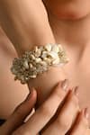 Buy_House Of D"Oro_White Beads, Crystals Floral Long Bracelet _Online_at_Aza_Fashions