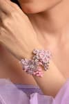 Buy_House Of D"Oro_Lilac Beads, Crystals, Stones Floral Embellished Bracelet _Online_at_Aza_Fashions