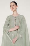 Shop_Summer By Priyanka Gupta_Green Chanderi Embroidery, Sequins, Gota Patti, Vrinda Jaal Work Kurta Set _Online_at_Aza_Fashions