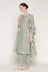 Summer By Priyanka Gupta_Green Chanderi Embroidery, Sequins, Gota Patti, Vrinda Jaal Work Kurta Set _at_Aza_Fashions