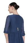 Summer By Priyanka Gupta_Blue Chanderi Embroidery Round Neck Noor E Tiered Dress _at_Aza_Fashions