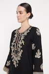 Buy_Summer By Priyanka Gupta_Black Chanderi Embroidery, Sequins, Gota Patti Round Noor E Summer Kurta Set _Online_at_Aza_Fashions