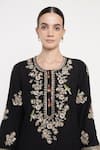 Summer By Priyanka Gupta_Black Chanderi Embroidery, Sequins, Gota Patti Round Noor E Summer Kurta Set _at_Aza_Fashions