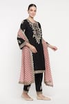 Buy_Summer By Priyanka Gupta_Black Chanderi Embroidery, Sequins, Gota Patti Round Noor E Summer Kurta Set 