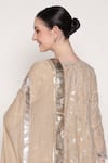 Buy_Summer By Priyanka Gupta_Beige Chanderi Embroidery, Sequins, Metallic Thread, Delara Short Anarkali Set _Online_at_Aza_Fashions