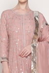 Summer By Priyanka Gupta_Pink Chanderi Embroidery, Sequins, Gota Patti Round Delara Short Anarkali Set _at_Aza_Fashions