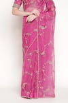 Summer By Priyanka Gupta Fuchsia Silk Organza Embroidery, Zari, Jamun Vrinda Dori Saree With Blouse Online at Aza Fashions Summer By Priyanka Gupta_Fuchsia Silk Organza Embroidery, Zari, Jamun Vrinda Dori Saree With Blouse _Online_at_Aza_Fashions