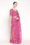 Buy Summer By Priyanka Gupta Fuchsia Silk Organza Embroidery, Zari, Jamun Vrinda Dori Saree With Blouse Online at Aza Fashions Buy_Summer By Priyanka Gupta_Fuchsia Silk Organza Embroidery, Zari, Jamun Vrinda Dori Saree With Blouse _Online_at_Aza_Fashions