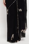Shop_Summer By Priyanka Gupta_Black Chiffon Sequins, Embroidery, Metallic Thread Rose Saree With Blouse _Online_at_Aza_Fashions