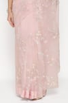 Buy_Summer By Priyanka Gupta_Pink Organza Sequins, Embroidery, Beads V-neck Big Flower Saree With Blouse 