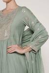 Buy_Summer By Priyanka Gupta_Teal Chanderi Gota Patti, Sequins, Embroidery Split Vrinda Yoke Kurta Set _Online