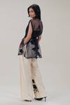 Shop_The Right Cut_Cream Silk Embroidery, Beads, Sequins Botanical Motif Wide Leg Pant _at_Aza_Fashions